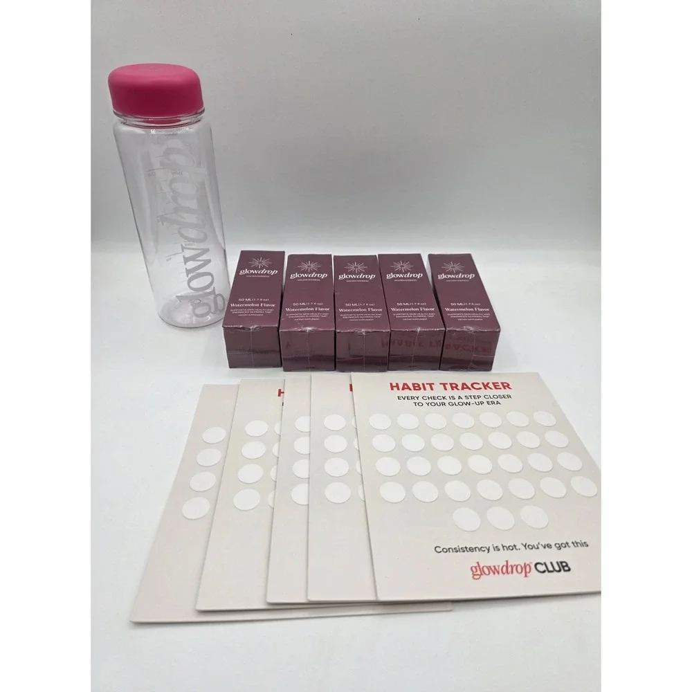 5 Boxes Glowdrop- New In Plastic- 5 New Habit Trackers- 1 New Glowdrop Bottle